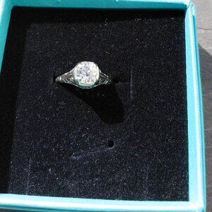 Antique .82 carat European cut Diamond in 14K white gold basket setting